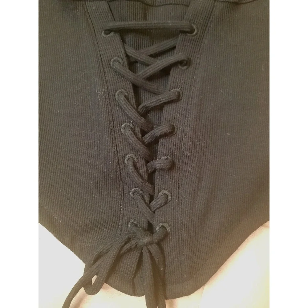 Corset Lace Up Top Black Size Small Fairy Whimsigoth Grunge Y2K - Picture 3 of 8